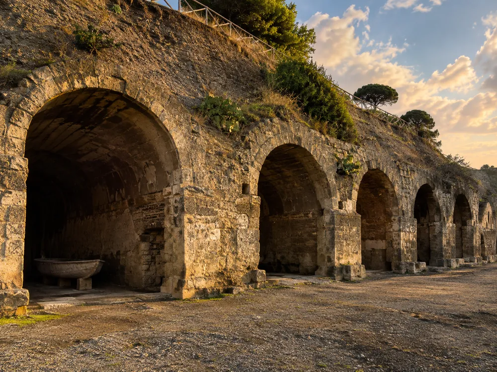 The vaulted boat houses (fornici) on Herculaneum’s ancient shoreline